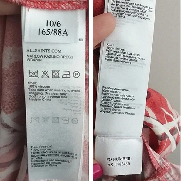 All Saints Marlow Kazuna Wrap Dress Japanese Print Ruffle Trim Waist Tie Belt 6 - Picture 13 of 16